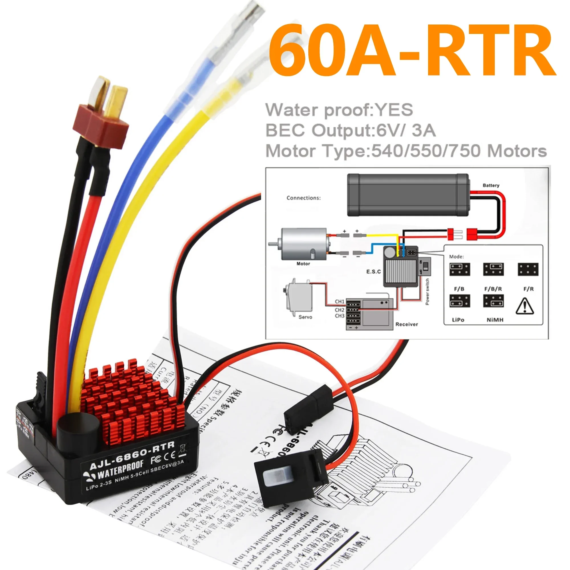 60A Waterproof Brushed ESC RTR - Esc Waterproof 60A review and price